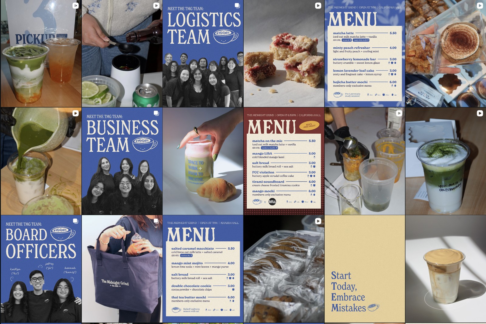 Grid of social media content — consistent, on-brand posting